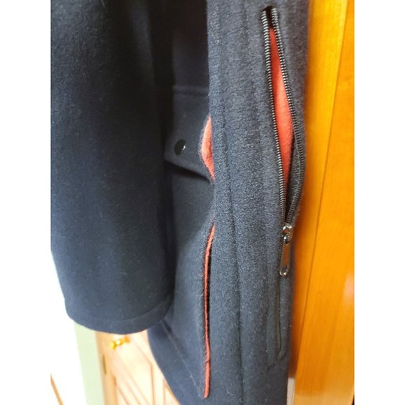 Johnson Woolen Mills Vintage Dark Blue Wool Hunting Coat AZ-20 Size 40 Hooded - Picture 3 of 7